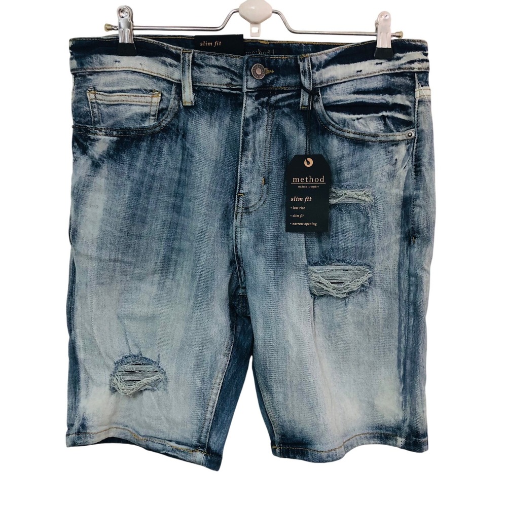 NWT Method Shorts Distressed Goth Grunge‎ Punk Alt Edgy Slim Unisex 32 Fits 34x9